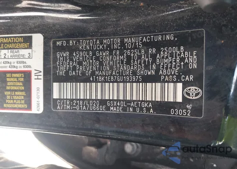 2016 Toyota Avalon Xle from USA, damaged, VIN 4T1BK1EB7GU193975
